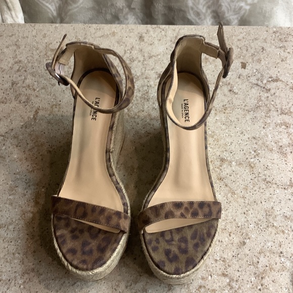 NWOT L’AGENCE Elysee Cheetah-Print Suede Espadrille Wedge Sandals Size 8.5 - Picture 11 of 11